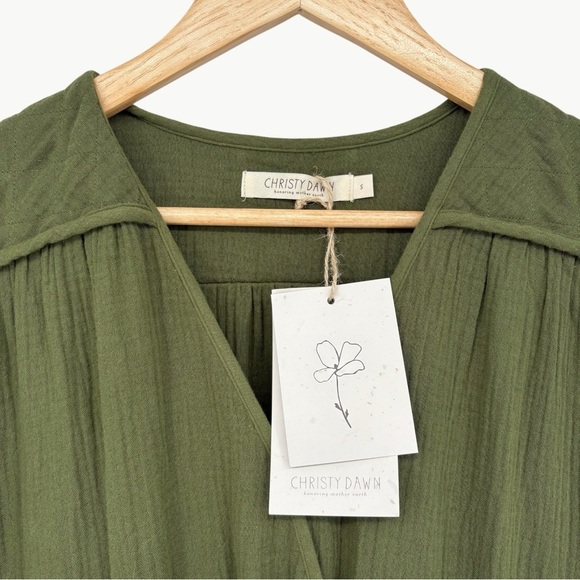 NWT Christy Dawn The Dawn Cotton Gauze Midi Dress | Sz Small | Forest Green - Picture 7 of 16